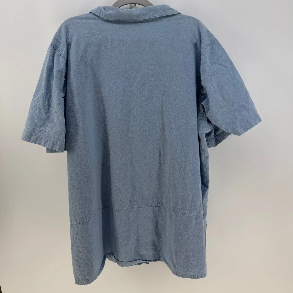 Fashion Bug Button Down Womens 26/28‎ Blue Embroidered Eyelet Cottagecore Boho